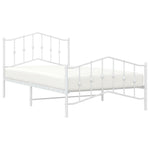 ZNTS Metal Bed Frame without Mattress with Footboard White 107x203cm 373852