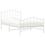 ZNTS Metal Bed Frame without Mattress with Footboard White 107x203cm 373852