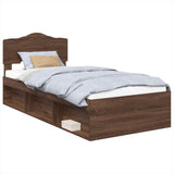Bed Frame with Headboard Brown Oak 100 x 200 cm Solid Pine Wood 3412940