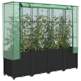 ZNTS Raised Bed with Greenhouse Cover Rattan Look 160x40x153 cm 4015817