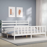 Bed Frame without Mattress White 200x200 cm Solid Wood Pine 3192057
