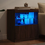 Sideboard with LED Lights Brown Oak 60x37x67 cm 836657