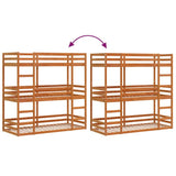 Triple Bunk Bed without Mattress Wax Brown 75x190 cm Small Single Solid Wood Pine 3284262