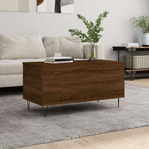 ZNTS Coffee Table Brown Oak 90x44.5x45 cm Engineered Wood 830979