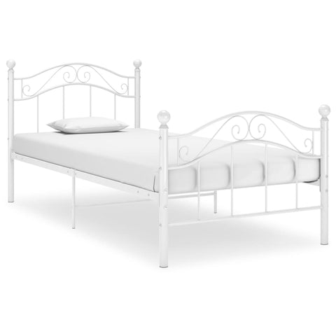 Bed Frame without Mattress White Metal 90x200 cm 324989