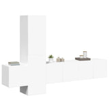 5 Piece TV Cabinet Set White Engineered Wood 3078653