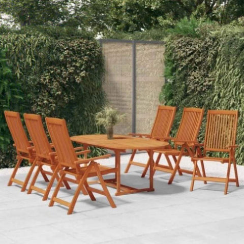 ZNTS 7 Piece Garden Dining Set Solid Wood Eucalyptus 3087336