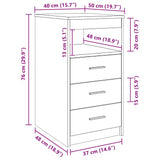 Drawer Cabinet Concrete Grey 40x50x76 cm Engineered Wood 801809