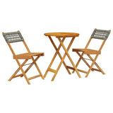 Bistro Set Grey Solid Acacia wood Small Foldable Bistro Set 3281743