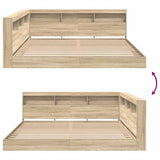 Bookcase Bed with Shelf Sonoma oak 180 x 200 cm Engineered wood 3335745