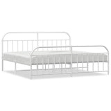 Bed Frame White Powder-Coated Steel Double Bed Frame 353708