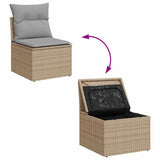 Garden Sofa Set with Cushion Manual 8 pcs Beige Poly rattan 3357143