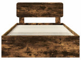 Bed Frame with Headboard Smoked Oak 90 x 200 cm Solid Pine Wood 3412127