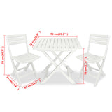 3 Piece Folding Bistro Set Plastic White 43581