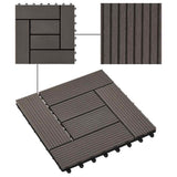 22 pcs Decking Tiles 30x30 cm 2 sqm WPC Dark Brown 277805