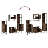 4 Piece Bathroom Furniture Set Smoked Oak Engineered Wood 3214707
