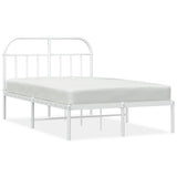 Bed Frame White Powder-Coated Steel Small Double Bed Frame 353681