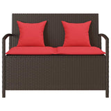 Garden Storage Bench with Cushion Brown Poly Rattan 4104217