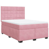 Box Spring Bed with Mattress Pink 140x190 cm Velvet 3290911