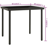 313092 Outdoor Dining Table Anthracite 80x80x72 cm Glass and Steel