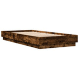 Bed Frame without Mattress with LED Lights Smoked Oak 90x200 cm 839515