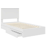 Storage Bed with Headboard White 100 x 200 cm Engineered Wood 3411236