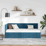Corner Bed Frame with Headboard Blue 90 x 190 cm Velvet 42016255