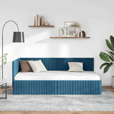 Corner Bed Frame with Headboard Blue 90 x 200 cm Velvet 42016265