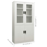 Office Cabinet Light grey Steel, tempered glass 90x40x180 cm 335947