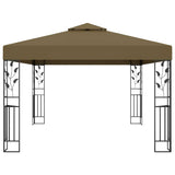Gazebo with Double Roof&LED String Lights 3x4 m Taupe 3070313