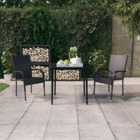 3 Piece Garden Dining Set Black 3099395