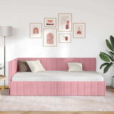 Corner Bed Frame with Headboard Pink 90 x 190 cm Velvet 42016381