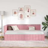Corner Bed Frame with Headboard Pink 90 cm x 200 cm Velvet 42016391