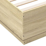 Bed Frame with LED without Mattress Sonoma Oak 160x200 cm 3209599