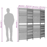 Room Divider 4 Panels Grey Poly Rattan 365378