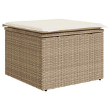 9 Piece Garden Sofa Set with Cushions Beige Poly Rattan Acacia 3327747