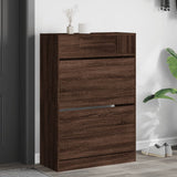 Shoe Cabinet with 2 Flip-Drawers Brown Oak 80x34x116 cm 3214412