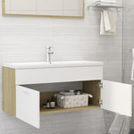 ZNTS Sink Cabinet with Built-in Basin White and Sonoma Oak Engineered Wood 3070852