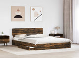 Storage Bed with Drawer Smoked Oak 140 x 200 cm Engineered Wood 3412273