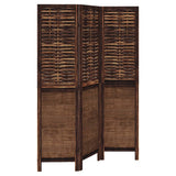 Room Divider 3 Panels Dark Brown Solid Wood Paulownia 358701