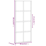 Sliding Door Black 90x205 cm Tempered Glass and Aluminium 155226