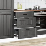 Kitchen Base Cabinet "Lucca" Black Engineered Wood 854270