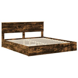 Storage Bed with Drawer Smoked Oak 180 x 200 cm Engineered Wood 3410774