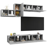 7 Piece TV Cabinet Set Concrete Grey Engineered Wood 3079149