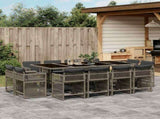13 Piece Garden Dining Set with Cushions Grey Poly Rattan 3211760