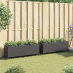 ZNTS Garden Planters with Wheels 2 pcs Black 107x32x38 cm Poly Rattan 3210525