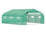 Walk-in Polytunnel Garden Greenhouse, Outdoor Mesh Door Greenhouse with PE Cover and 6 Windows, 3.5 T3398P318714