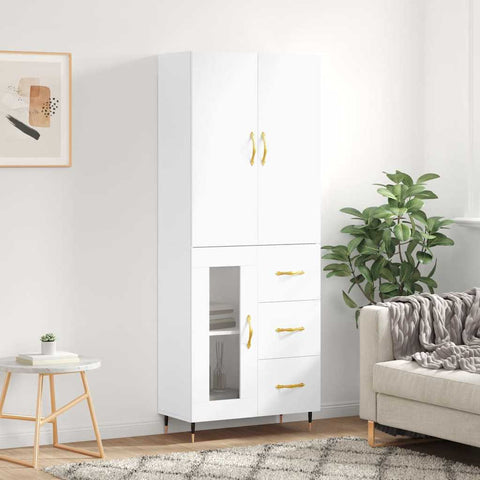 Highboard White 69.5x34x180 cm Engineered Wood 3195939