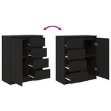 Sideboard with Drawers Black Oak 71x35x84 cm Engineered Wood 861581