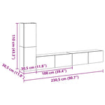 TV Cabinet Set 3 pcs Black oak 100 x 30 x 30 cm Engineered wood 3333054